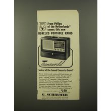 1954 G. Schirmer Norelco Transworld Portable Radio Advertisement