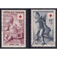 France 1955 SG 1274-5 Used - Red Cross Semi-postal (C-484 (18))