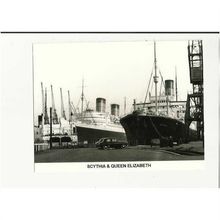 L.63 Cunard Line RMS SCYTHIA & RMS QUEEN ELIZABETH Postcard