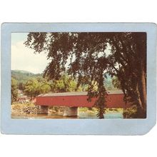 CT West Cornwall Covered Bridge Postcard Bridge Over Housatonic River Worl~32