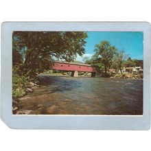 CT West Cornwall Covered Bridge Postcard Bridge Over Housatonic River Worl~37