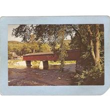 CT West Cornwall Covered Bridge Postcard Bridge Over Housatonic River Worl~34
