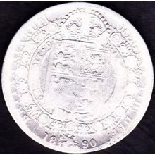 1890 Great Britain 1 Half Crown (2 & Half Shillings) Silver Coin