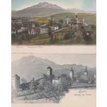 Luzern Musegg Und Pilatus Aerial 2x Old Switzerland Postcard s