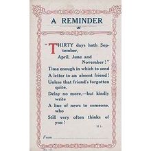 Thirty Days Hath Have September Delays Antique Poem Reminder Friend Old Postcard