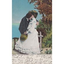 Kissing On Neck French Antique Victorian Edwardian Lovers Passion Old Postcard