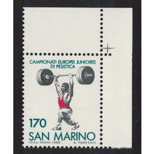 San Marino European Junior Weightlifting Championship Corner 1980 MNH SG#1152