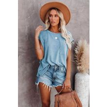 Knit Pocketed Tee with Side Slits