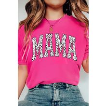 Rose Red Leopard MAMA Printed Crewneck Tee