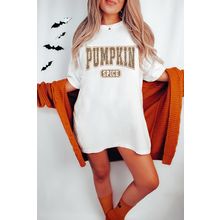 White PUMPKIN SPICE Leopard Graphic Tunic T Shirt