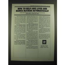 1987 GM General Motors Ad - Help Save Lives and Reduce Injuries