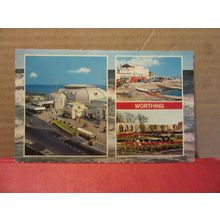 multiview, WORTHING, SUSSEX used vintage postcard by Constance dated 1975 =