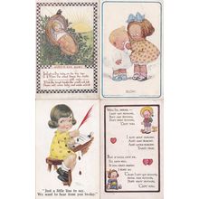 Cept You 4x Old Childrens Feather Ink Pen Cute Postcard s