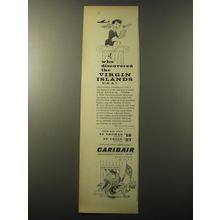 1960 Caribair Airlines Ad - Who discovered the Virgin Islands U.S.A.?