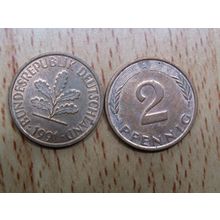 1991a 2 Pfennig Germany Coin