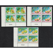 New Caledonia Mango Papaya Fruit 3v Corner Blocks of 4 Control 2008 MNH