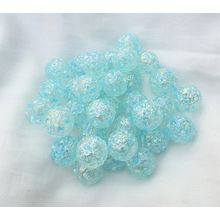 SNOWFLAKE 25 Beautiful Glass Marbles, Clear with Blue Speckles, 14mm, Brand New