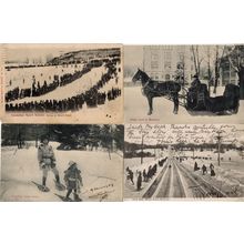 Canadian Sports Series Sleighing Skiing Park Slide 4x Postcard s