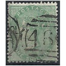 1856 SG72 1/- Green Watermark Emblems Good Used...