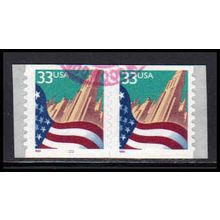 Used 3281c 33c U.S. Flag Over City Fine CNP Left 3333 PA2084