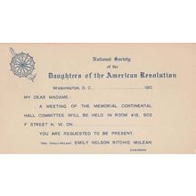 American Revolution Military National War Society Private Invitation Postcard