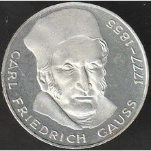 1977 J Germany 5 Mark Silver Coin 200th Ann Birth Carl Gauss