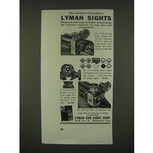 1940 Lyman Sights Ad - 48 F.H., 17A, 77 and 57E - The standard of excellence