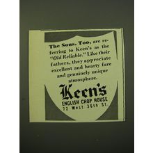 1950 Keen's English Chop House Ad - The Sons, Too