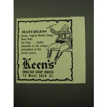 1950 Keen's English Chop House Ad - Matchless