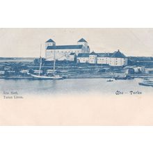 Boats at Abo Slott Turun Linna Antique Finland Postcard
