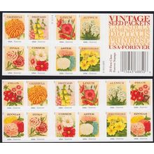 Vintage Seed Packets Pane of 20 - Postage Stamps Scott 4763b