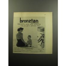 1957 Shulton Bronztan Advertisement - Bronztan protects - even after swimming