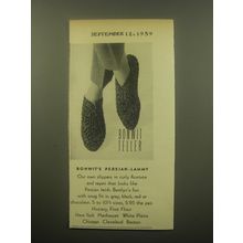 1959 Bonwitt Teller Bertlyn Slippers Ad - Bonwit's Persian-Lammy