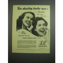 1948 Gibbs S.R. Toothpaste Ad - But - Miss Foolish only Cleans her teeth