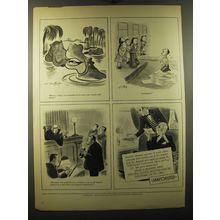 1950 Cluett, Peabody & Co Sanforized Fabric Ad - cartoons by: Ed Nofziger, Steig