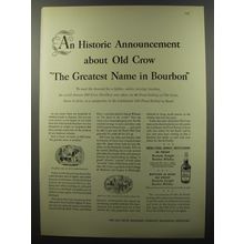 1953 Old Crow Bourbon Ad - An historic announcement about Old Crow