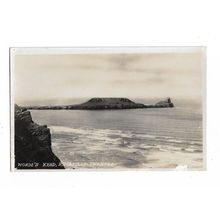 Worm's Head, Rhossili, Swansea, Glamorgan, Wales, RP Postcard.