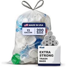 Plasticplace 13 Gallon Trash Bags │ 1.0 Mil │ Clear Extra Tall Drawstring Garbag