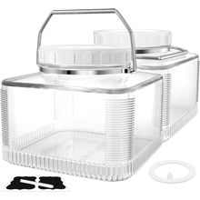 2 Pack 1 Gallon Glass Jar with Lid Square Large Mason Jar with Stainless Steel H