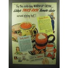 1948 Libby's Tomato Juice Ad - Cold-Day Warm-up Drink