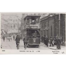 Swansea Tram Electric Car Bus Number 33 Brynmill Welsh Wales Real Photo Postcard
