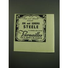 1949 Versailles Club Ad - Nick and Arnold present Jon and Sondra Steele