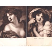 Greuze Head Of A Girl Sorrow National Gallery London 2x Painting Postcard