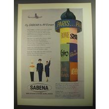1956 Sabena Airlines Ad - Fly Sabena to all Europe