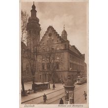 Durlach Rathaus Antique German Bus Transport Hotel Postcard