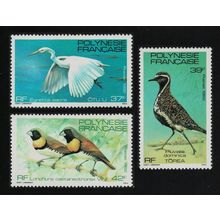 Fr. Polynesia Heron Plover Mannikins Birds 3v 1982 MNH SG#379-381