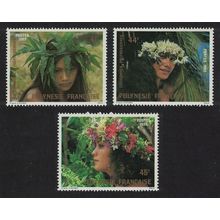 Fr. Polynesia Floral Headdresses 1st series 3v 1983 MNH SG#405-407