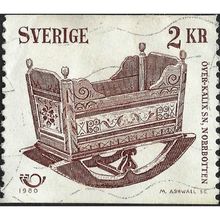 SWEDEN, 19th C. Cradle, Norrbotten, brown 1980, 2Kr