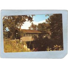 NH Meridan Covered Bridge Postcard Bloods Brook Covered Bridge World Guide~409