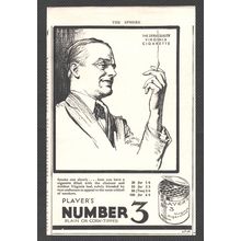 PLAYER'S NUMBER 3 CIGARETTES tobacco :- Original Vintage 1935 Magazine Advert